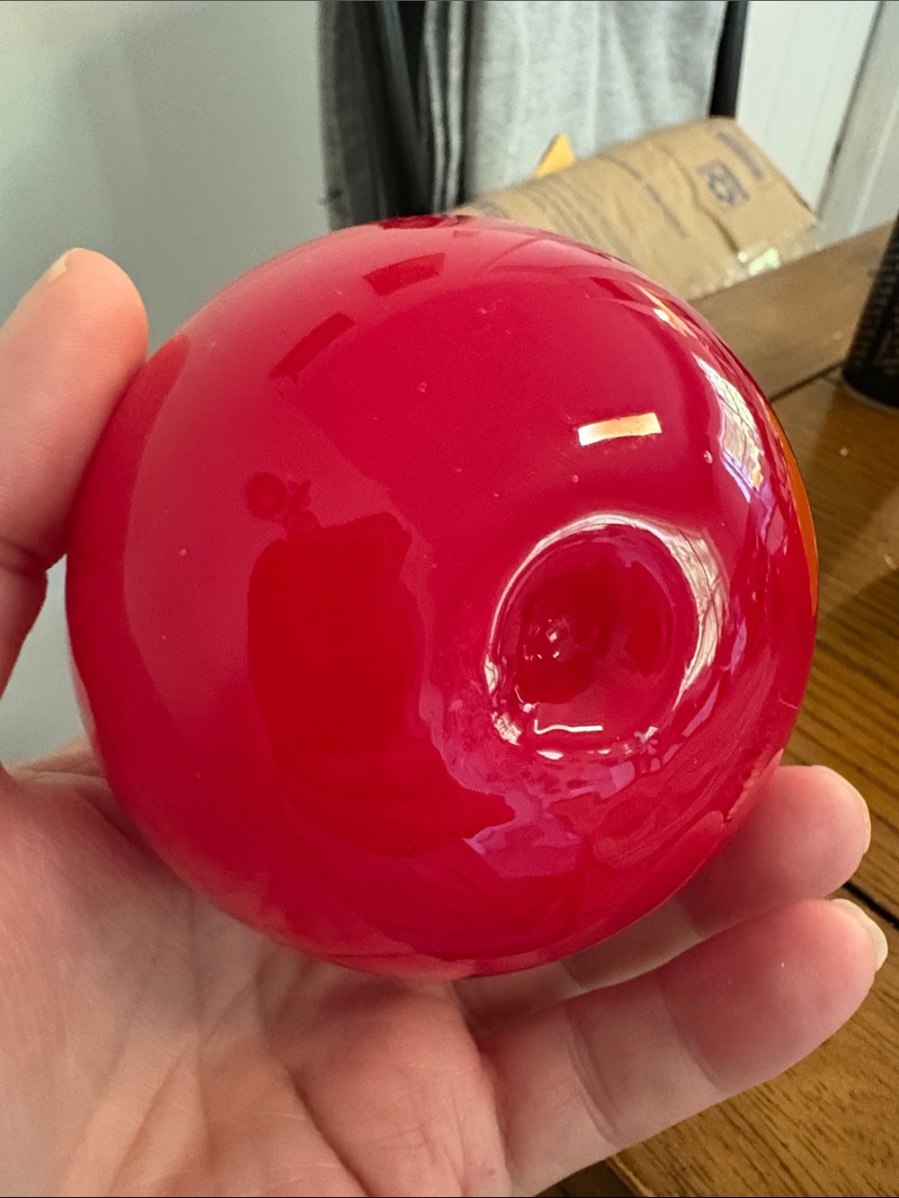 Decorative Red Glass Tomato Accent with Green Top - Picture 2 of 2